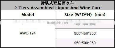 Apply to hotel and restaurant 2 Tiers Assembled Liquor and Wine Cart