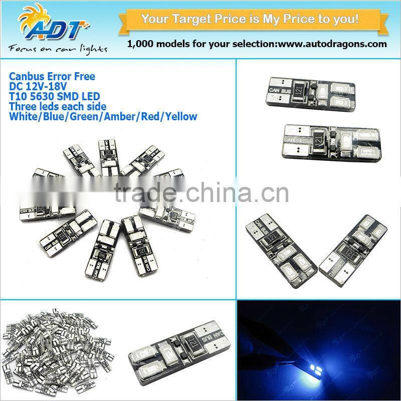 Car Bulbs LED Error Free Canbus 5630 SMD Blue Color W5W T19 501 Side Light