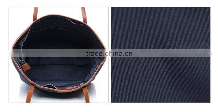 Hot selling 2016 nylon leather shopping bag simple design lady tote