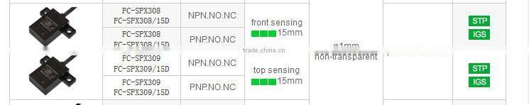 FC-SPX308 FC-SPX309 series Photo Switches Sensors, Top Sensing and Front Sensing, Glass Sensing, Transparent Detection