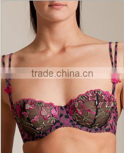 high quality fancy ladies underwear unpadded embroidery lace bra