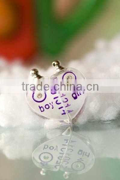2015 Hot sale couple crystal clock pendant unisex clock pendant in 2 parts