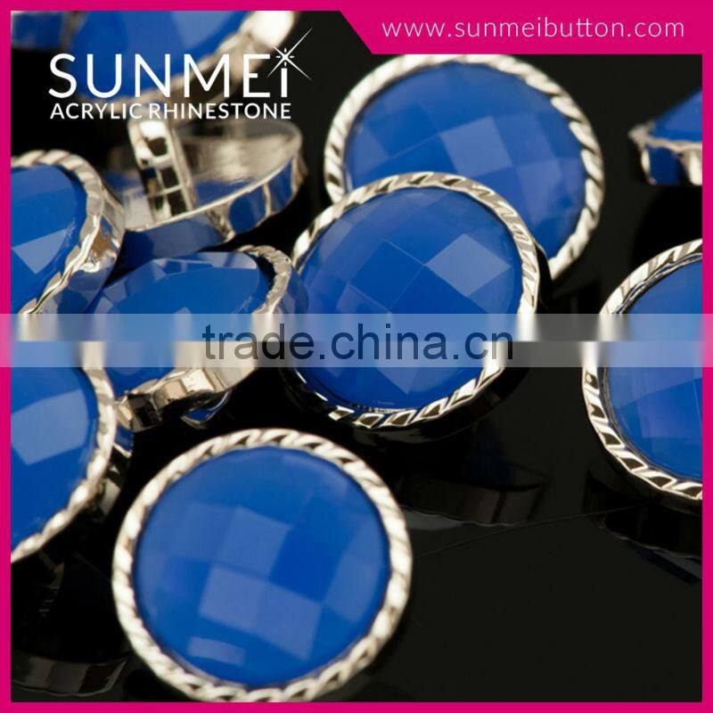Wholesale Aquamarine Acrylic Diamond Fancy Buttons for Clothing