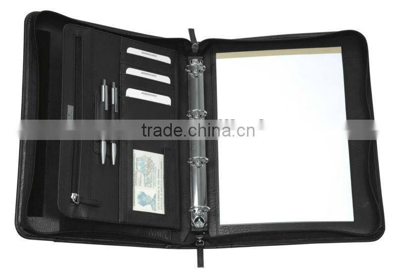 A4 leather file folder document holder fashion portfolio folder leather portfolio folder from factory