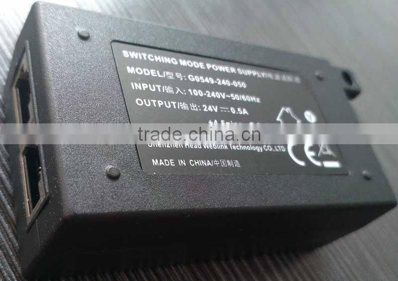 24V 1A POE Adapter for router,cpe,power over ethernet cable
