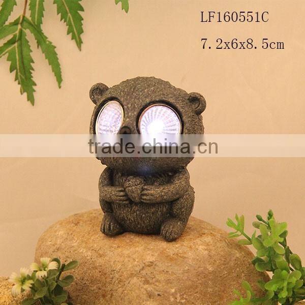 stone mini bear figurines solar lamp