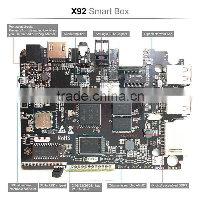 free movies amlogic x92 s912 2g 16g octa core android 6.0 tv box Kodi17.0