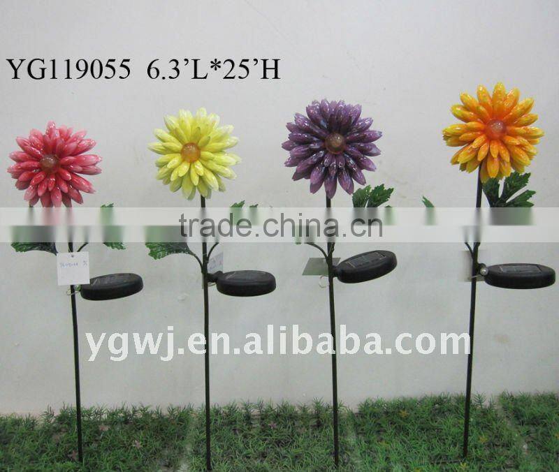 solar metal flower lawn stake