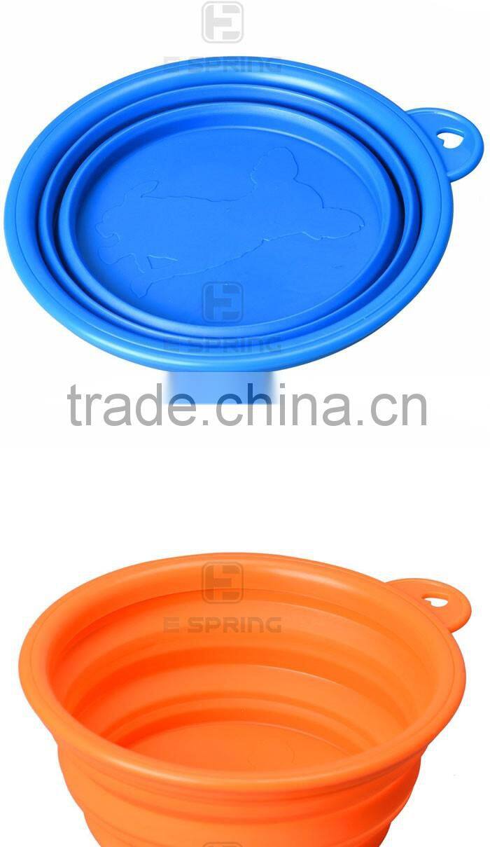 7 color available New 2015 Pet Dog portable bowl Silicone Collapsible Feeding Water Feeder Travel Dog Bowl