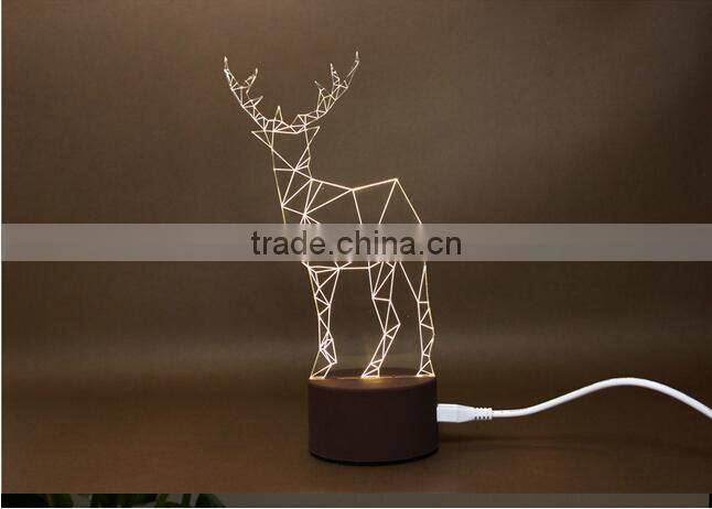 Christmas decoration 5W 3D acrylic LED deer animal light