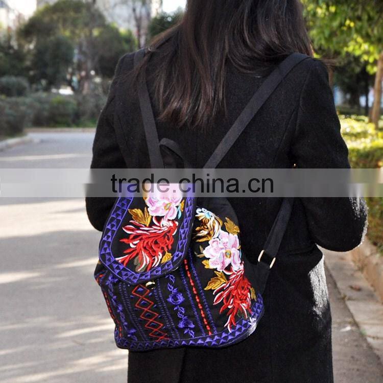 Hot Sale Customized Vintage Canvas Backpack For Women, Vintage soft Backpack Canvas embroidery