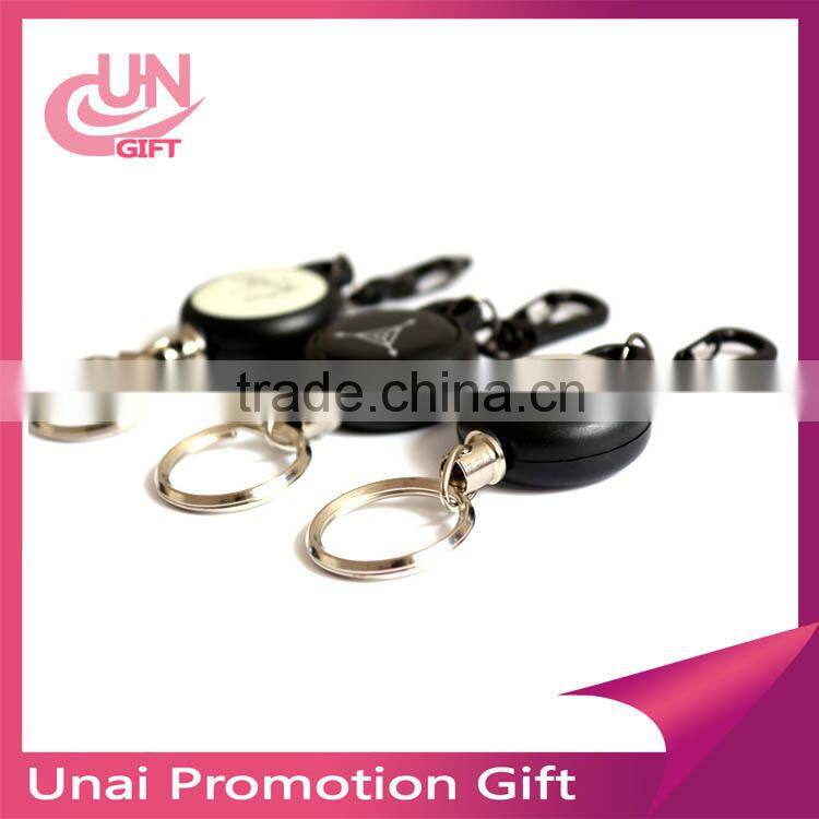 Creative metal retractable reel keychains with wire rope anti-lost
