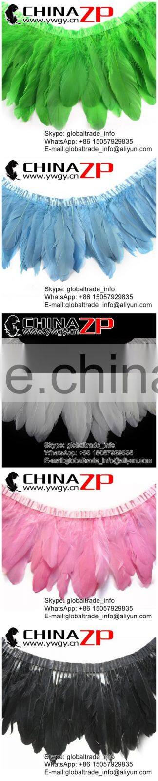 ZPDECOR No.1Feather Supplier in China Goose Feather Size 15-20 cm Beige Feather Trimming Fringe