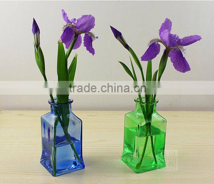wholesale sprayed colored blue glass vases for home decor