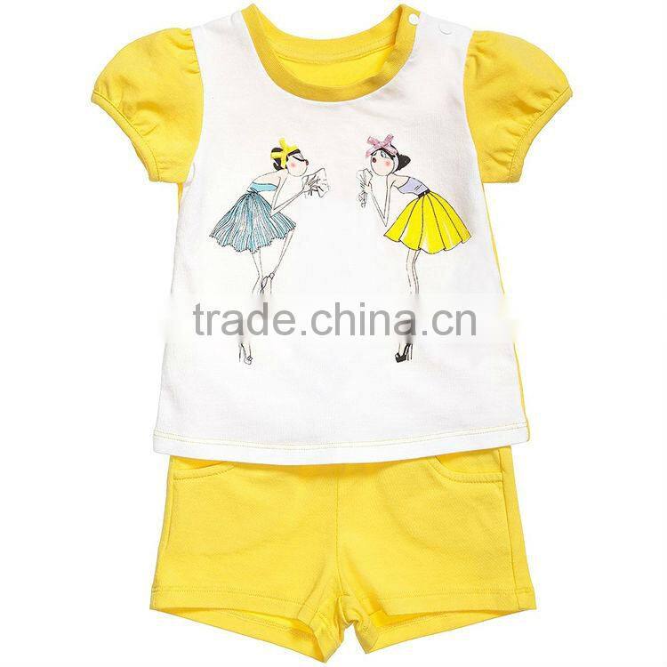 100% cotton child clothes for bay girls t shirts and short sets