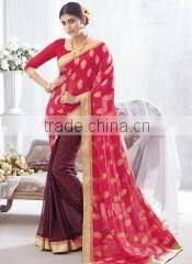 Sweet Red Viscose Georgette Saree/indian designers saree online shopping