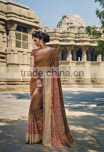 Green Chiffon On Net Designer Saree
