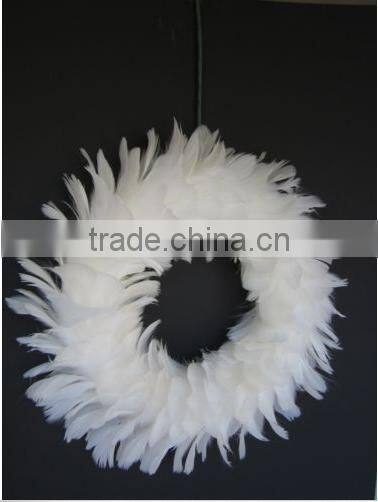 Duck Feather Wreath for wall or center piece - red