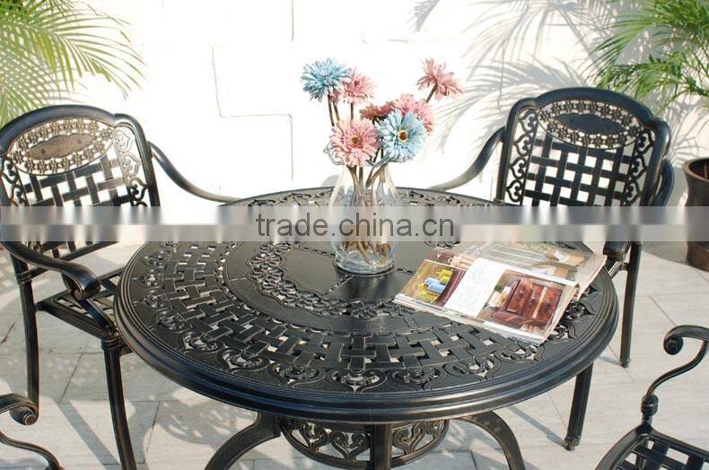 2016 New Design Cast Aluminum 5-Piece Dining Set with Seat Cushions and Round Dining Table, Antique Bronze Finish