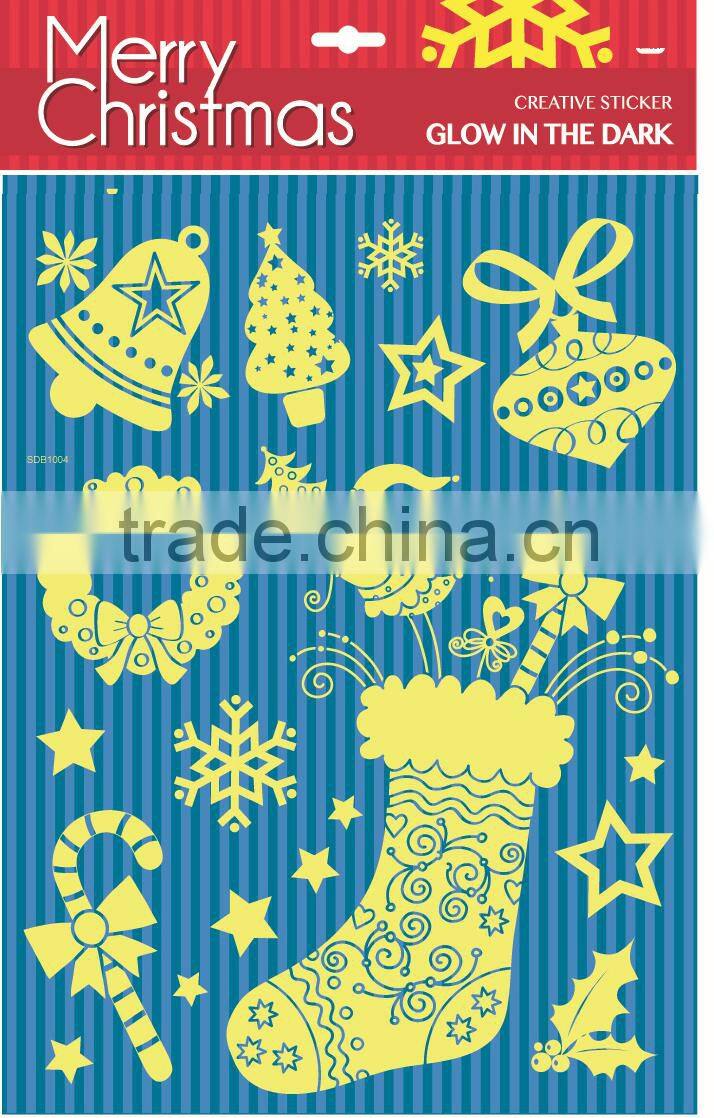 Christmas decoration night glow sticker room decorative sticker glow in the dark removable window sticker