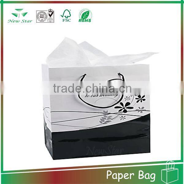 custom design art paper cotton handle shopping paper bags