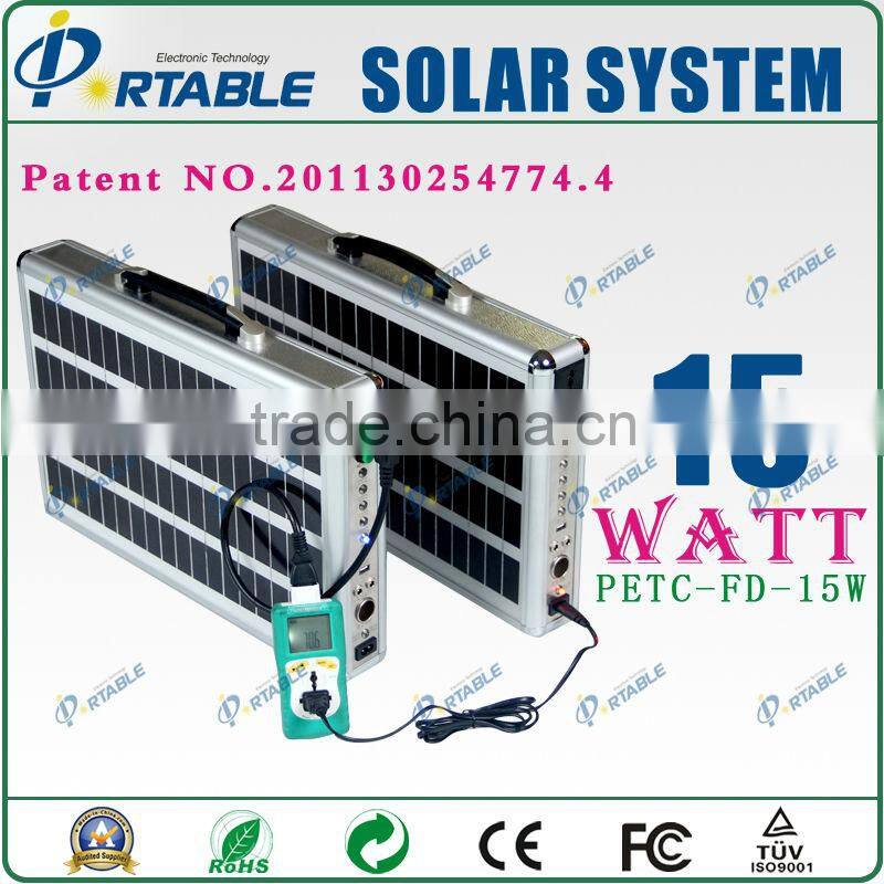 Home use 15w portable solar power system