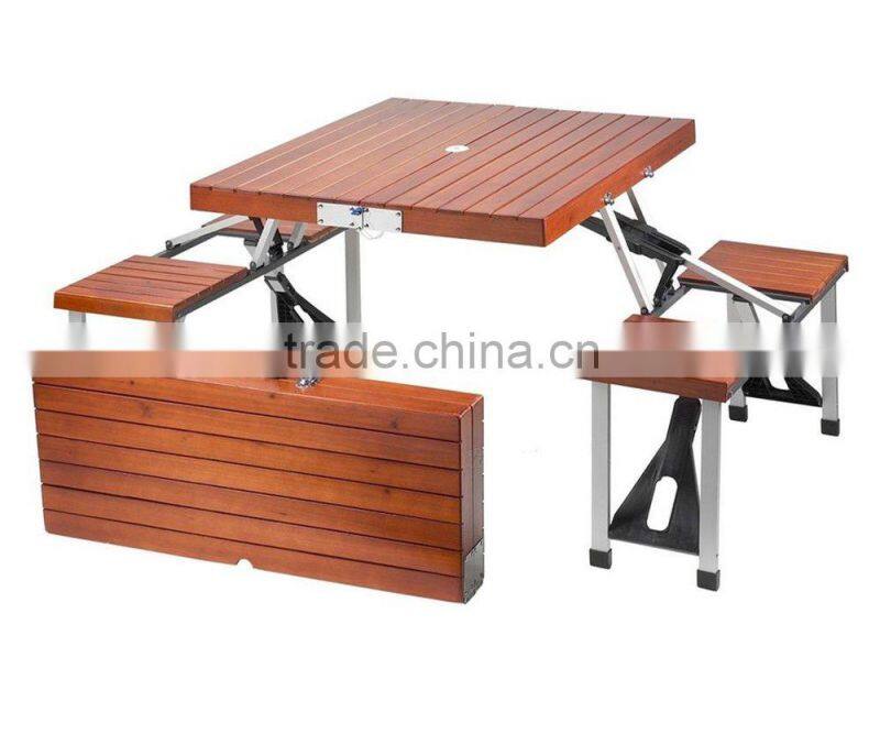 Outdoor wood table folding camping With Chairs Set