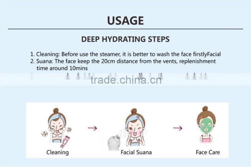 2016 newest negative ion electroic facial water steamer for removal makeup women
