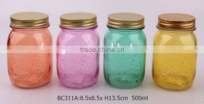 500ml 350ml glass mason jar sprayed color