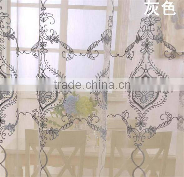 2015 High Quantity Flower Design Embroidered Voile Curtain Fabric