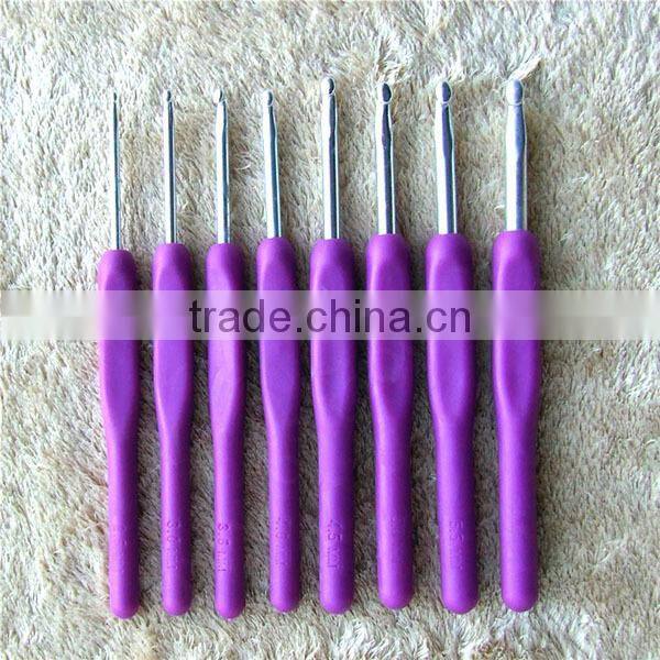 2015 New plastic handle crochet hook set, knitting needle crochet hook