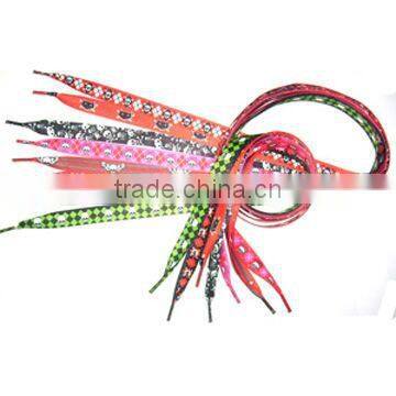 Cheapest colorful cartoon fabric shoelaces ,various color,Welcome OEM
