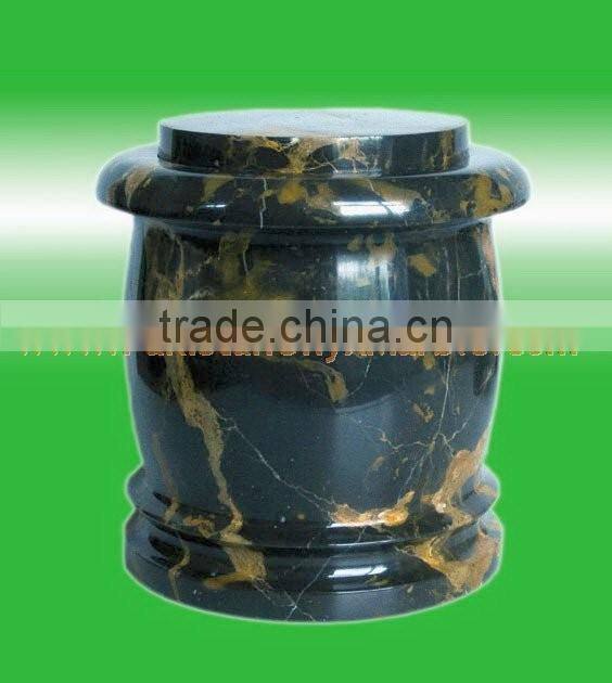 NATURAL STONE BLACK AND GOLD MARBLE URNS
