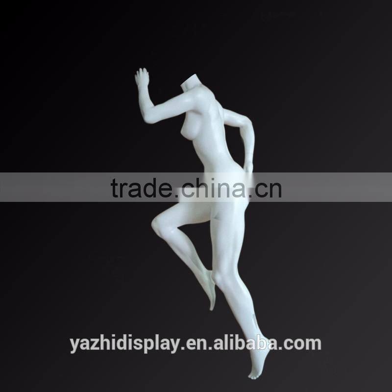 Window display silver fiberglass yoga female mannequin for sale