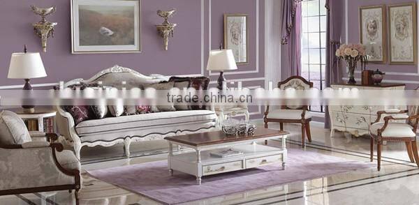 Mediterranean style Living Room Furniture Set, Solid Wood Carved Sofa Couch Side Table, Leisure Living Room Sofa Set
