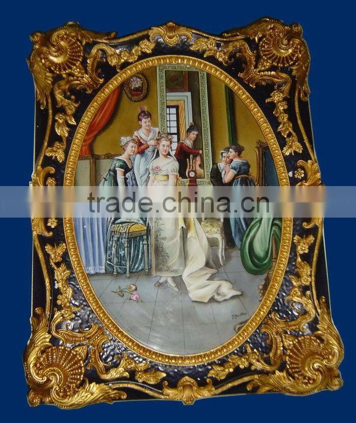 European Framed Mural,Home Decorative Ceramic Wall Mural, Hand Painted Wall Mural, Home Decoration Mural