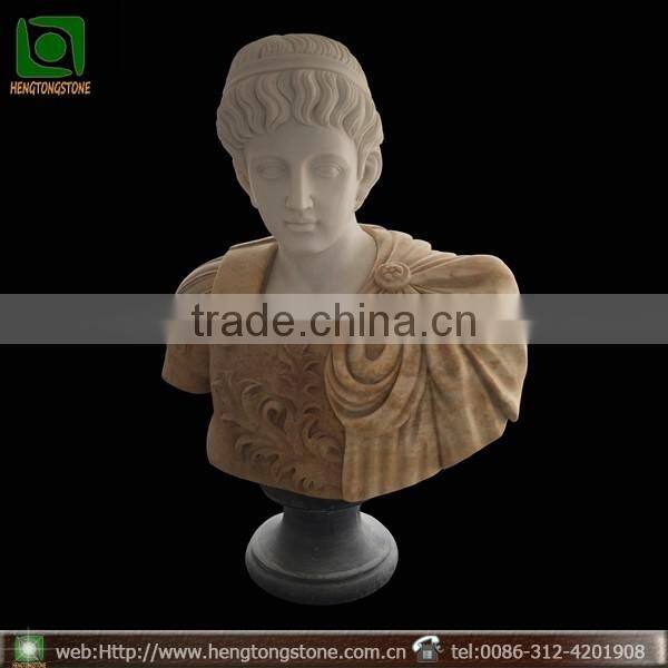 Hand Carved Stone Young Male Head Bust Statue