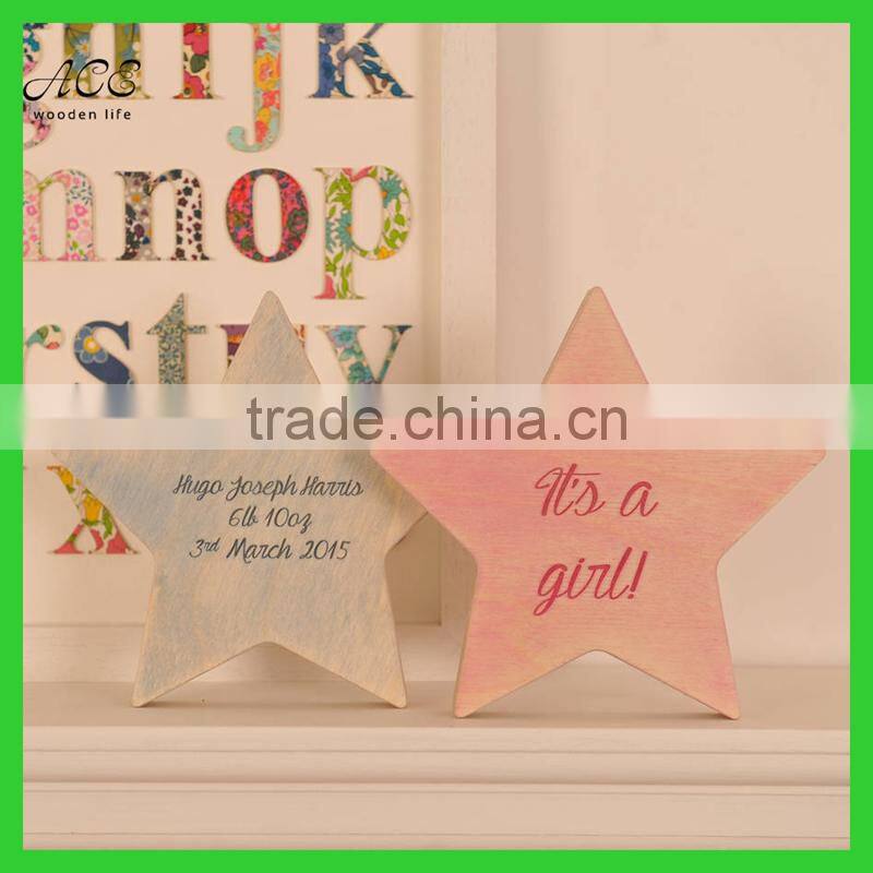 Wooden ornament Engraved wooden star Decorative wood stars