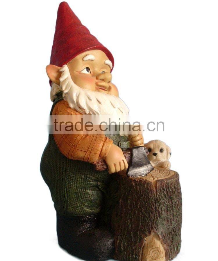 Popular cute fiberglass resin dwarf statues with cute dog