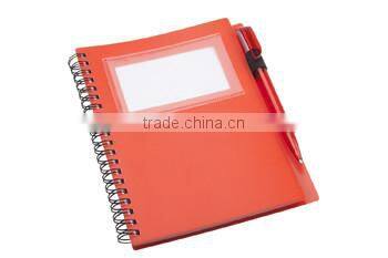 Plastic covered notebook with 70 striped sheets ballpoint pen