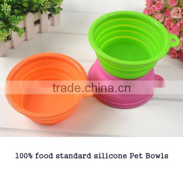 Hot Selling Portable Silicon Pet Feeding Bowl / Silicon Folding Pet Bowl