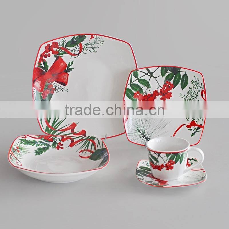 20pcs square shape porcelain dinnerware set,16pcs square shape dinner set with decal,porcelain dinnerware set