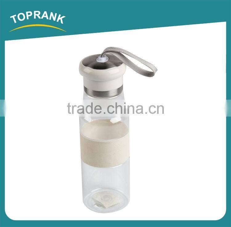 Toprank Custom Printing Outdoor 400ml Sport Travel Clear Plastic Water Bottle With Sleeve Case Cover