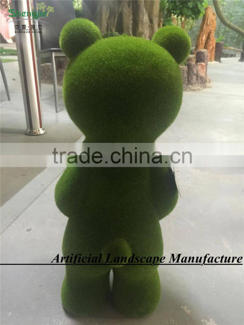 high quality green moss bear,fake green grass moss animal lovely moss in guangzhou