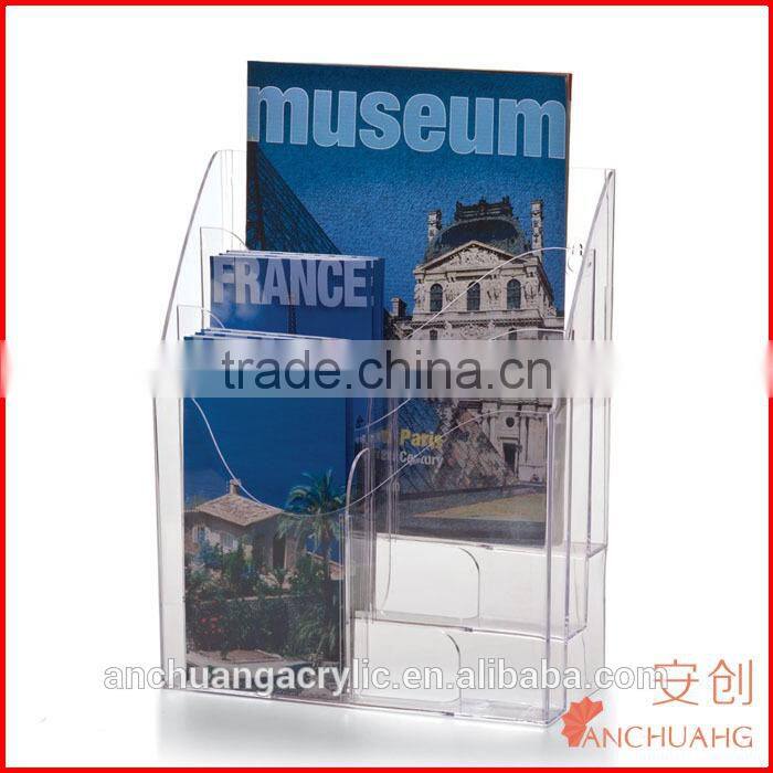 Clear Acrylic Officemate Multi-Use Literature Holder Brochure Rack with Tiered Dividable Pockets