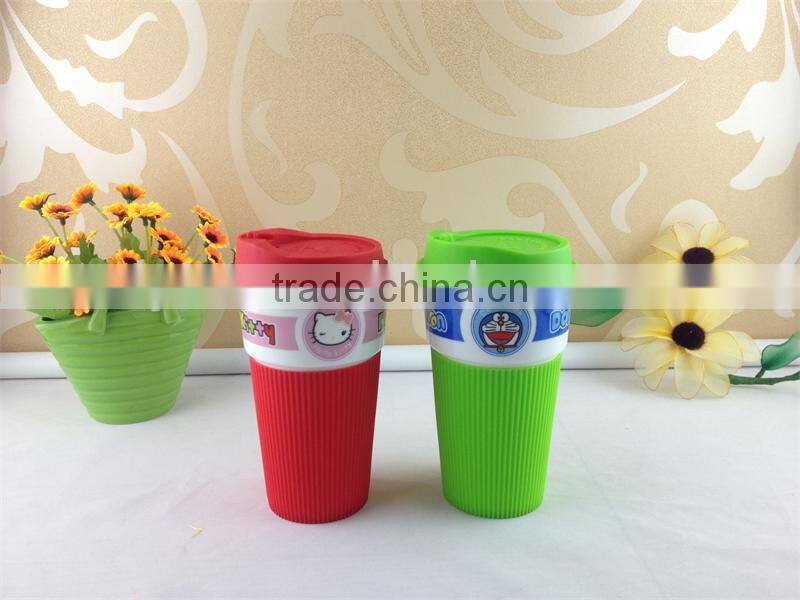 silicone sleeve and lid ceramic coffee mug cup