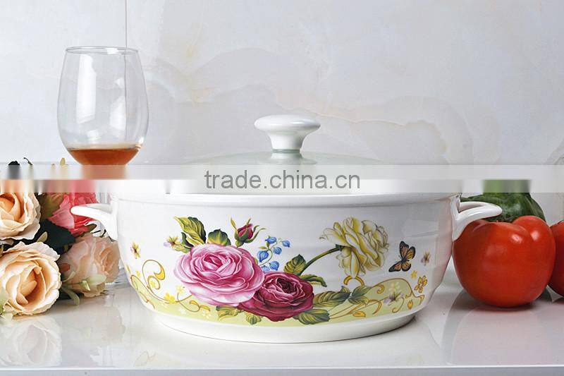 ceramic cookware pot with glass lid & metal stand