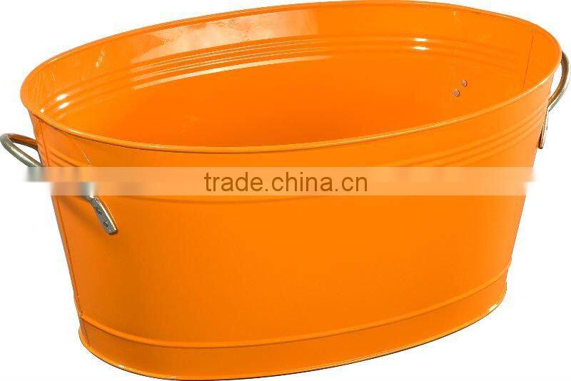 Large Retro Oval Metal Beverage Party Tub / Ice Bucket / Wine Cooler