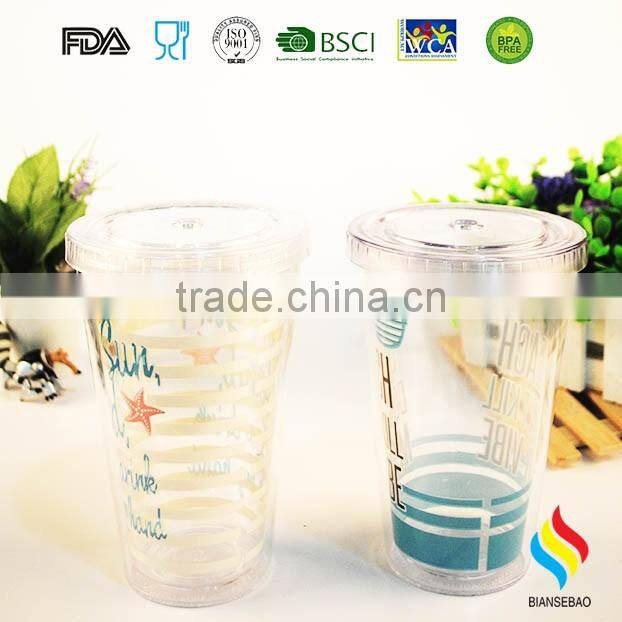 LFGB passed PS 450ml plastic tumbler cups with OEM LOGO