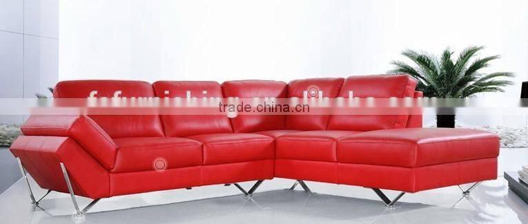 JR6016 Italy new Modern 1+2+3 full top grain red leather stainless steel legs sofa 1 set customize furniture factory